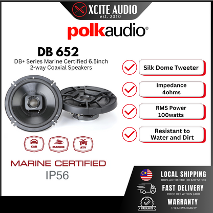 Polk Audio DB652 DB+ Series 6.5" 2-Way Coaxial Car Speakers