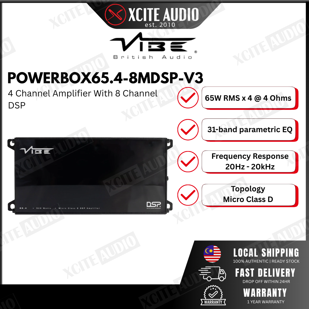POWERBOX65.4-8MDSP-V3 Vibe PowerBox 65.4-8 DSP 4 Channel Car Audio Amplifier