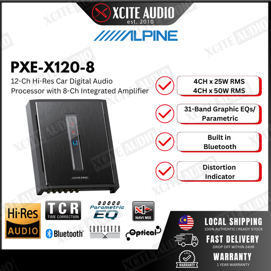 Alpine PXE-X120-8 | 12-Channel Hi-Res Car Digital Audio Processor | Built-In Amplifier | Bluetooth
