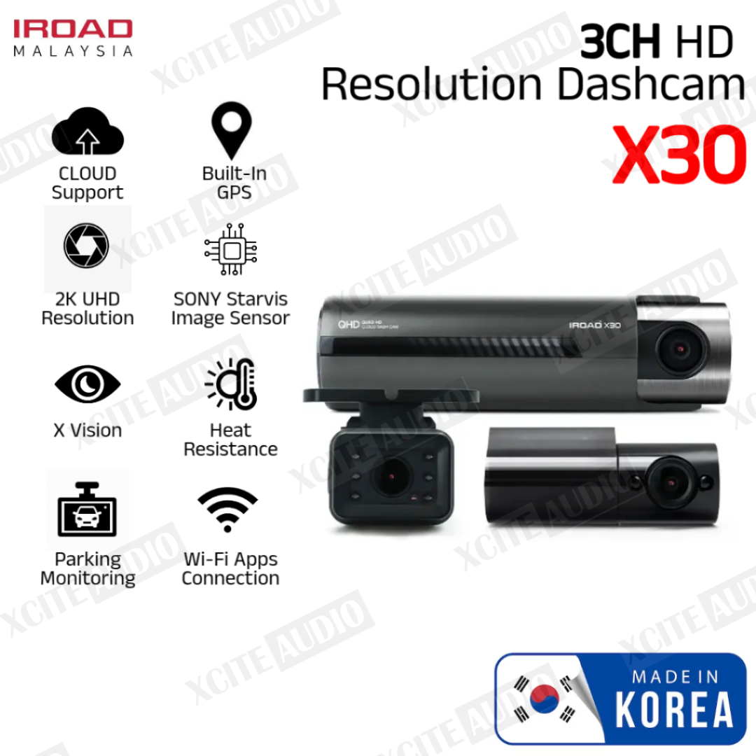 IROAD X30 THREE CHANNEL QHD 1440P DASH CAM