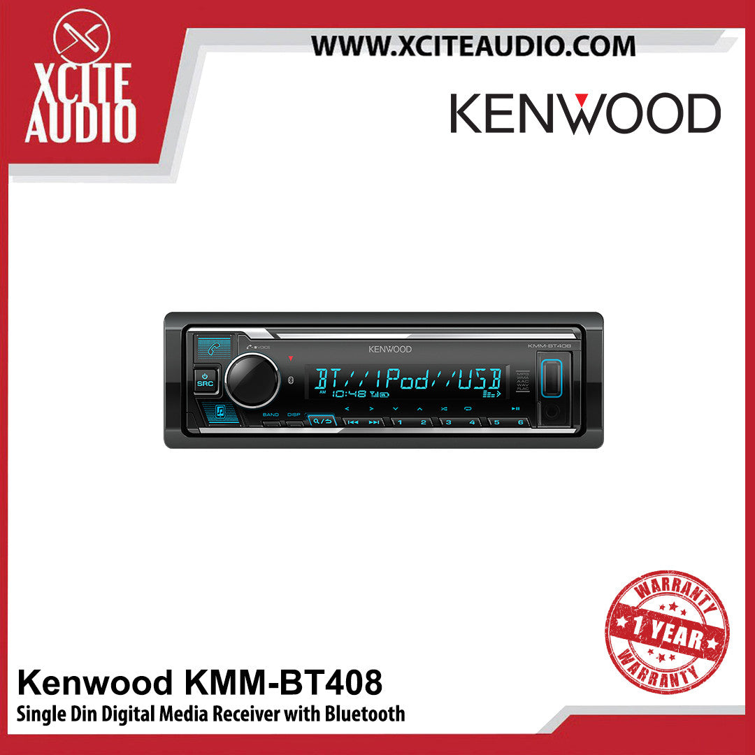 Kenwood KMM-BT408 Single Din Digital Media Receiver with Bluetooth