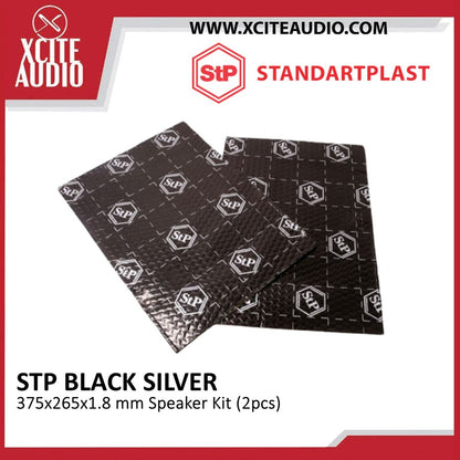 STP BLACK SILVER 375x265x1.8 mm Speaker Kit (2pcs)Car Soundproof Noise Cancelling Sound Deadening Heat Reduction