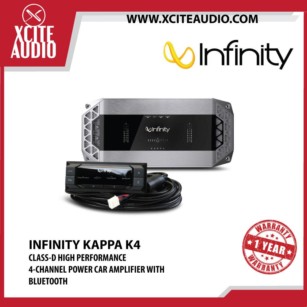 Infinity Kappa K4 Class-D High Performance 4-Channel Full Range Car Audio Power Amplifier with Bluetooth - Xcite Audio