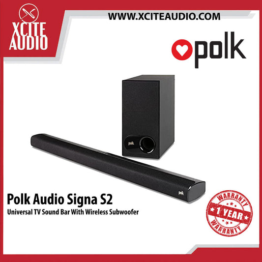 Polk Audio Signa S2 Universal TV Sound Bar With Wireless Active Subwoofer