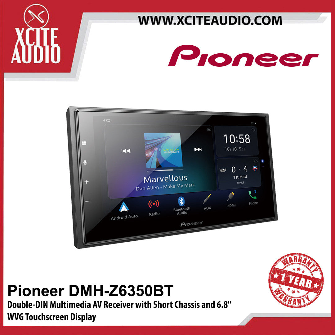 Pioneer DMH-Z6350BT Double-DIN 6.8" Capacitive WVG Touchscreen Display