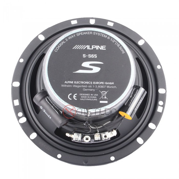 Alpine S-S65 6.5" (16.5cm) 2-Way S-Series 240 Watts Coaxial Car Speakers - Xcite Audio