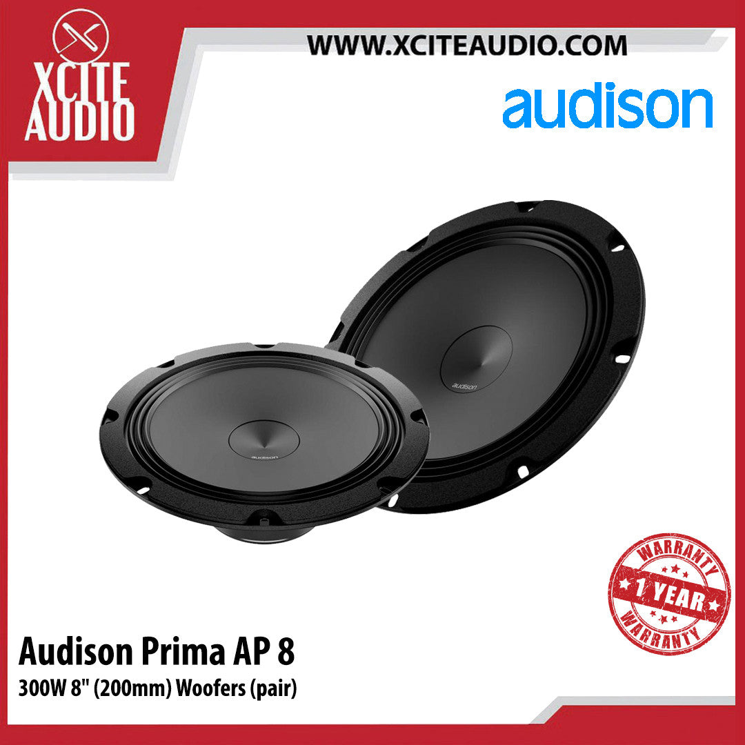 Audison AP 8 Prima 8" Midrange 4-Ohm 100W RMS Speakers Car Audio (Pair)