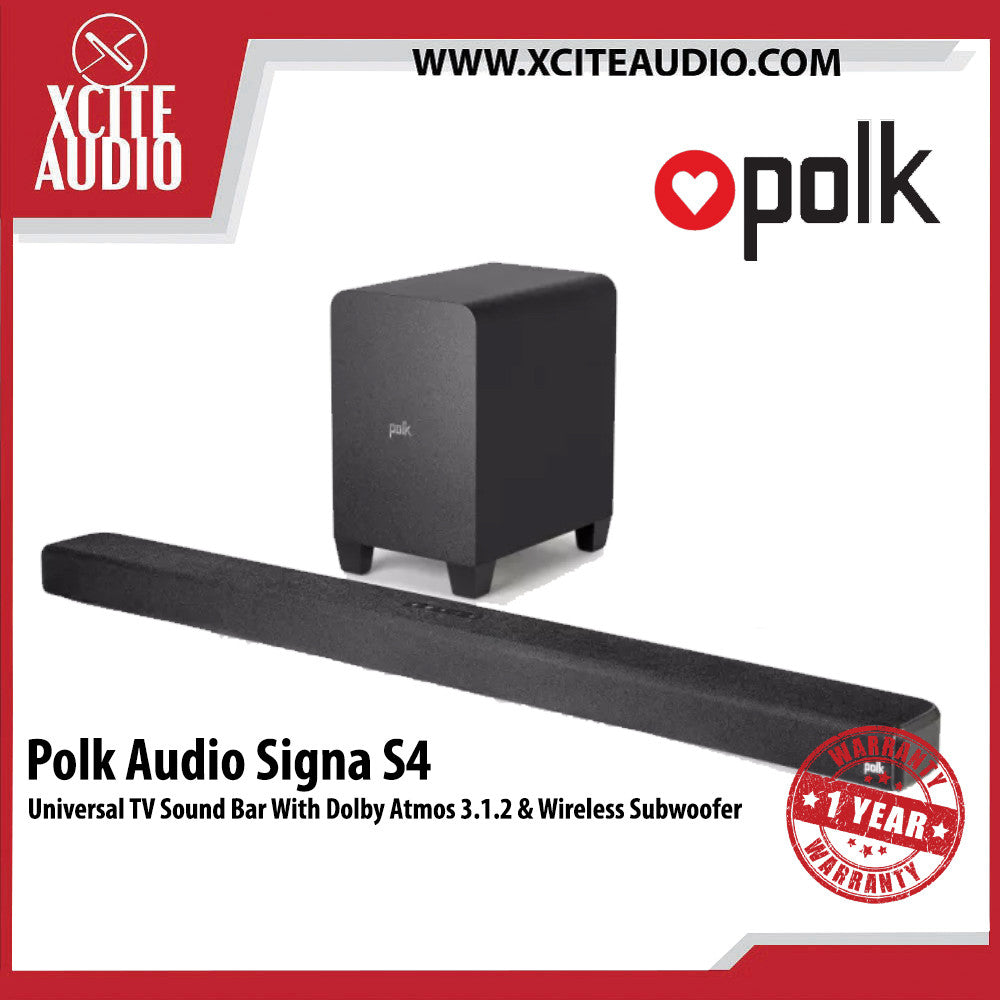 Polk Audio Signa S4 Powered 3.1.2-Channel Sound Bar And Wireless Subwoofer System With Bluetooth® & Dolby Atmos®