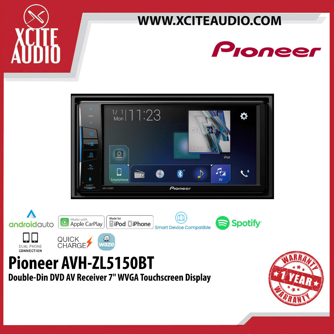 Pioneer Z-Series AVH-ZL5150BT 7″ 2-Din DVD Multimedia AV Receiver with Apple CarPlay Bluetooth Car Headunit