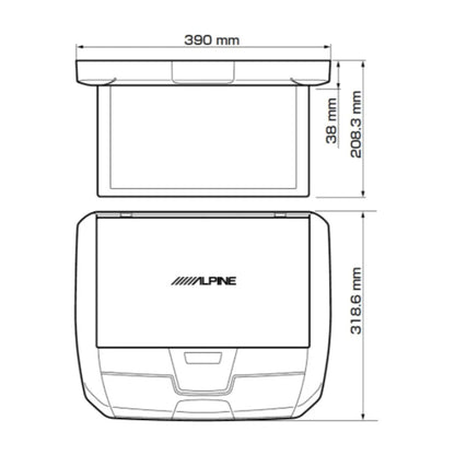 Alpine RXH-12X2-L-B 12.8”  Type WXGA Rear Overhead Monitor