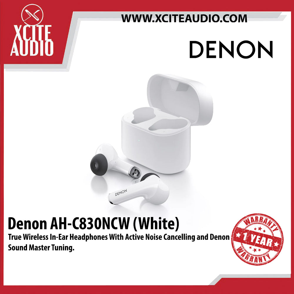 Denon AH-C830NCW True Wireless In-Ear Headphones With Active Noise Cancelling And Denon Sound Master Tuning.