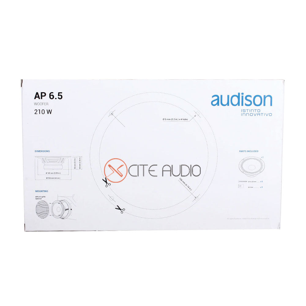 Audison AP 6.5 6.5" (165mm) Prima Series 2-Way 210Watts Peak Coaxial Car Speakers - Xcite Audio