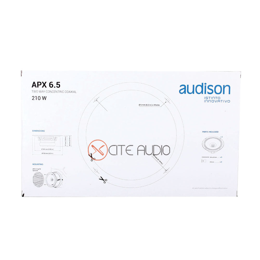 Audison APX 6.5 6.5" 2-Way 210Watts Peak Coaxial Car Speakers - Xcite Audio