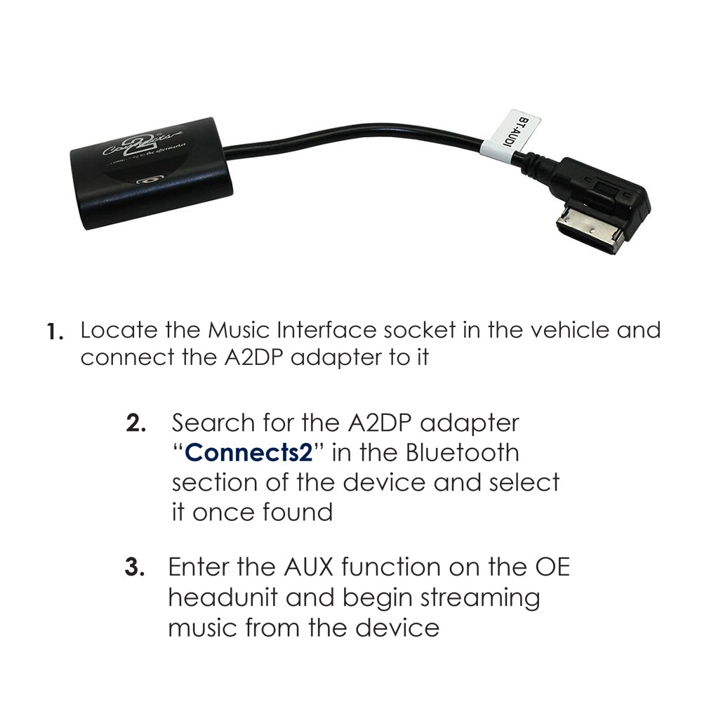 Connects2 CTAAD1A2DP A2DP Bluetooth Streaming Interface Audi AMI Systems For Audi A3, A5, A6, A7, A8, Q5, Q7, R8, TT - Xcite Audio