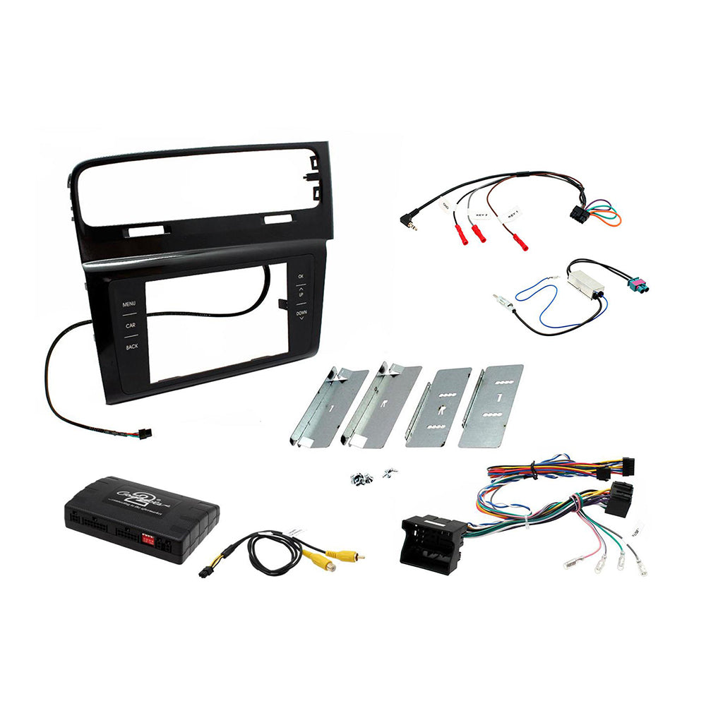 Connects2 CTKVW09 Installation Kit With Infodapter, Black Double Din Fascia Plate For Volkswagen Golf VII - Xcite Audio