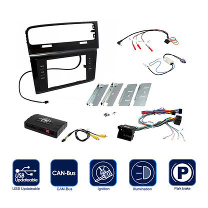 Connects2 CTKVW09 Installation Kit With Infodapter, Black Double Din Fascia Plate For Volkswagen Golf VII - Xcite Audio