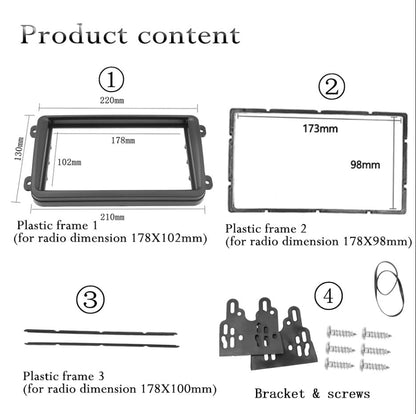 Double Din Car Radio DVD Fascia for 2009 Volkswagen Touran Passat Golf Tiguan T5 Dash Mount Panel Trim Kit Black