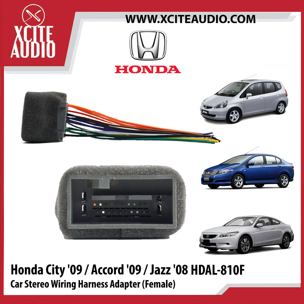 Honda City 2009 / Honda Accord 2009 / Honda Jazz 2008 HDAL-810F Car Stereo Wiring Harness Adapter Steering Wheel Control Adapter (Female) - Xcite Audio