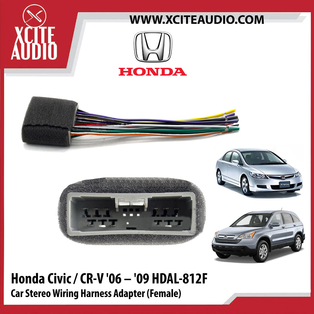 Honda Civic / Honda CR-V 2006-2009 HDAL-812F Car Stereo Wiring Harness Adapter Steering Wheel Control Adapter (Female) - Xcite Audio