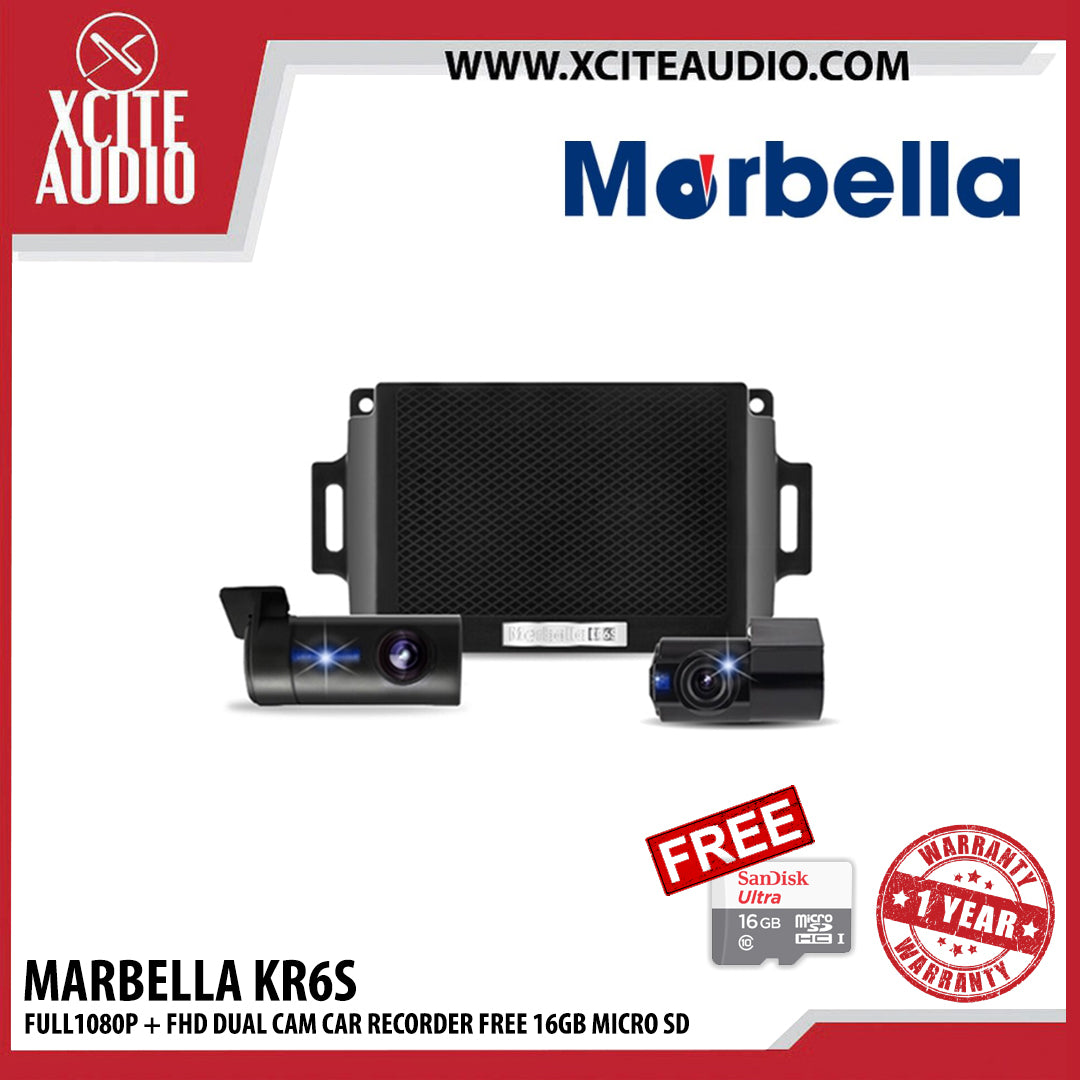 Marbella KR6S Full 1080P + FHD Dual Cam Car Recorder (FREE 16GB MICRO SD)