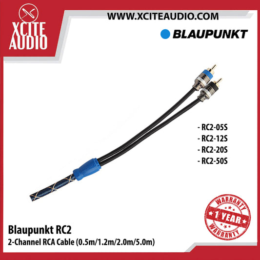 Blaupunkt RC2-05S 2-Channel RCA Cable For Car Radio & Car Amplifier (0.5m) - Xcite Audio