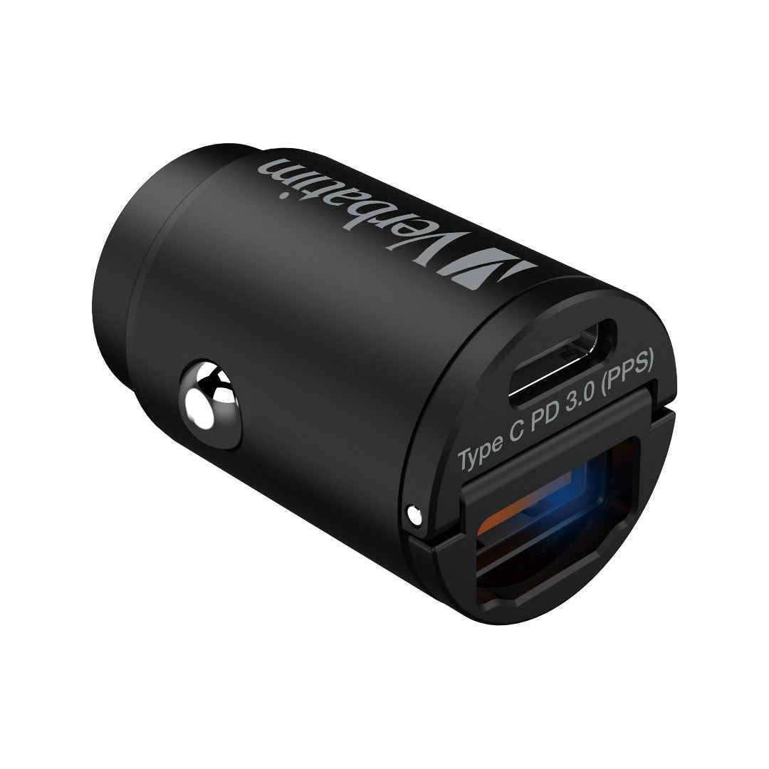 Verbatim Dual Port Mini Car Charger Type-C PD3.0 & USB-A QC3.0 PPS Support Up To 33w