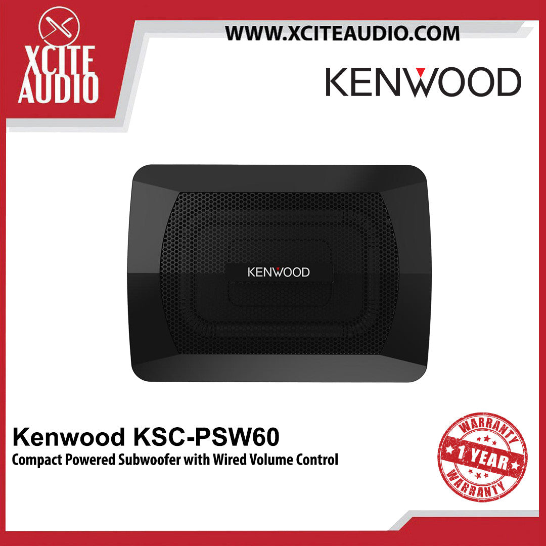 Kenwood KSC-PSW60 (6" x 8") Compact Powered Subwoofer with Wired Volume Control